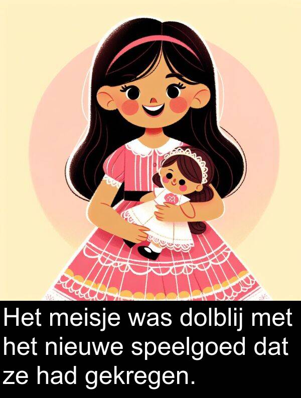 gekregen: Het meisje was dolblij met het nieuwe speelgoed dat ze had gekregen.