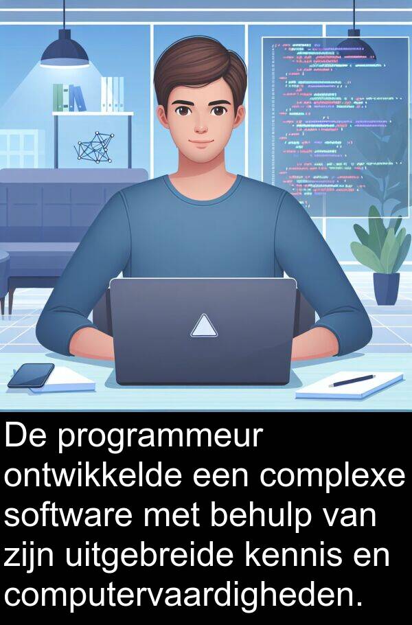uitgebreide: De programmeur ontwikkelde een complexe software met behulp van zijn uitgebreide kennis en computervaardigheden.
