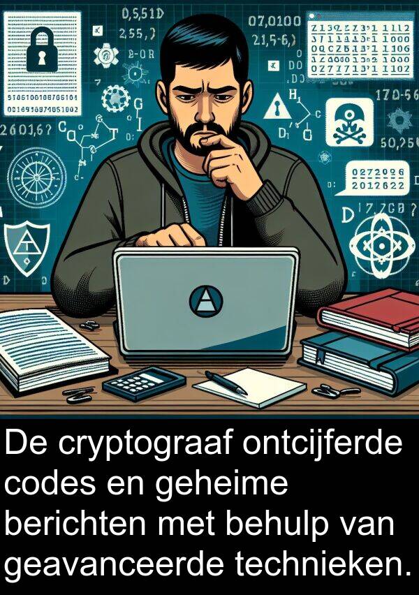 behulp: De cryptograaf ontcijferde codes en geheime berichten met behulp van geavanceerde technieken.