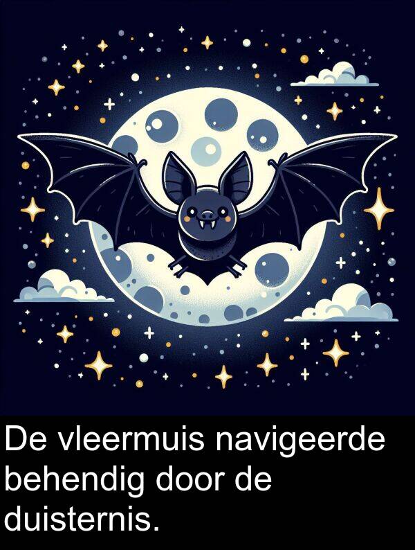 duisternis: De vleermuis navigeerde behendig door de duisternis.