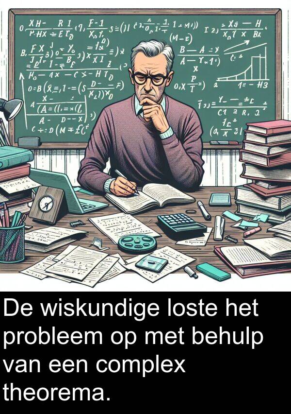 wiskundige: De wiskundige loste het probleem op met behulp van een complex theorema.