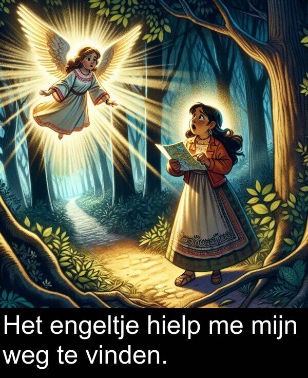 vinden: Het engeltje hielp me mijn weg te vinden.