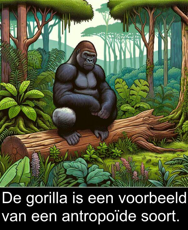 gorilla: De gorilla is een voorbeeld van een antropoïde soort.