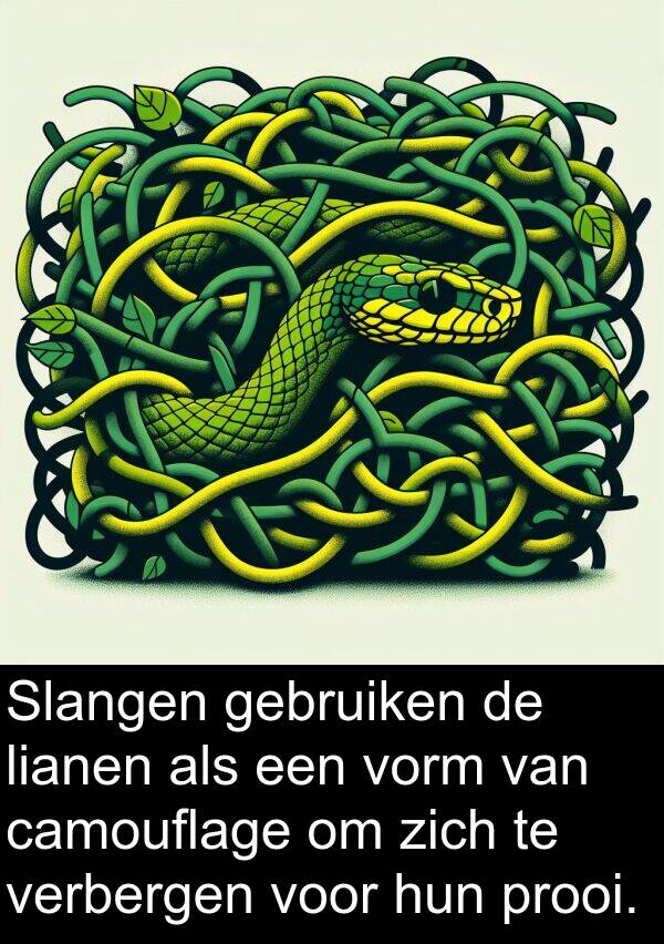 camouflage: Slangen gebruiken de lianen als een vorm van camouflage om zich te verbergen voor hun prooi.