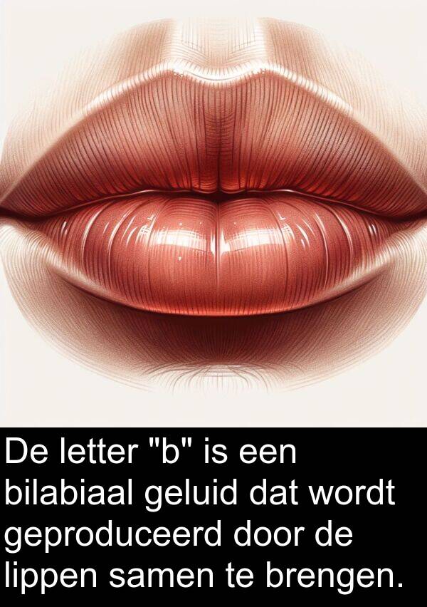 geluid: De letter "b" is een bilabiaal geluid dat wordt geproduceerd door de lippen samen te brengen.