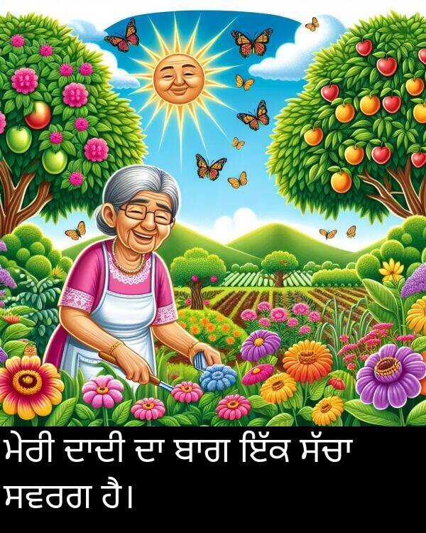 ਸਵਰਗ: ਮੇਰੀ ਦਾਦੀ ਦਾ ਬਾਗ ਇੱਕ ਸੱਚਾ ਸਵਰਗ ਹੈ।