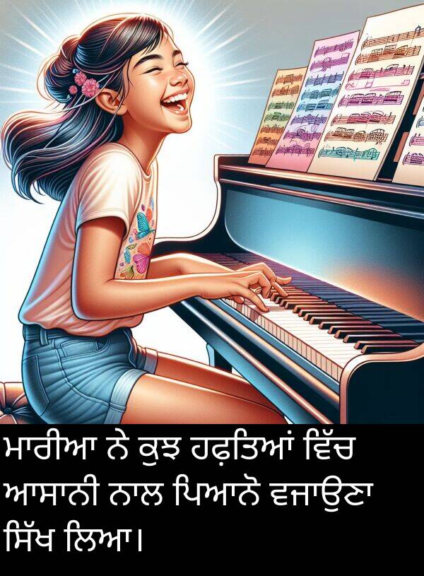 ਲਿਆ।: ਮਾਰੀਆ ਨੇ ਕੁਝ ਹਫ਼ਤਿਆਂ ਵਿੱਚ ਆਸਾਨੀ ਨਾਲ ਪਿਆਨੋ ਵਜਾਉਣਾ ਸਿੱਖ ਲਿਆ।