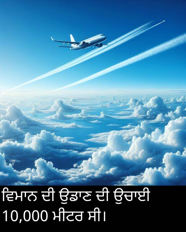 ਮੀਟਰ: ਵਿਮਾਨ ਦੀ ਉਡਾਣ ਦੀ ਉਚਾਈ 10,000 ਮੀਟਰ ਸੀ।