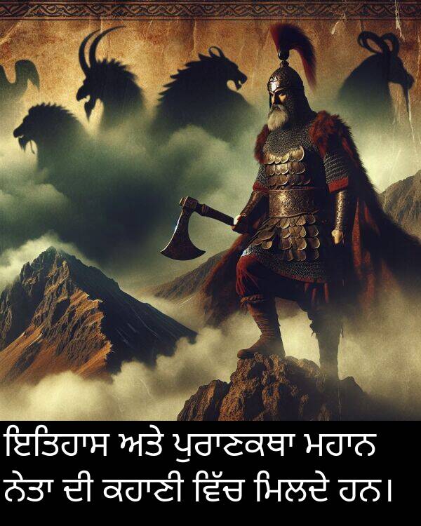 ਮਿਲਦੇ: ਇਤਿਹਾਸ ਅਤੇ ਪੁਰਾਣਕਥਾ ਮਹਾਨ ਨੇਤਾ ਦੀ ਕਹਾਣੀ ਵਿੱਚ ਮਿਲਦੇ ਹਨ।