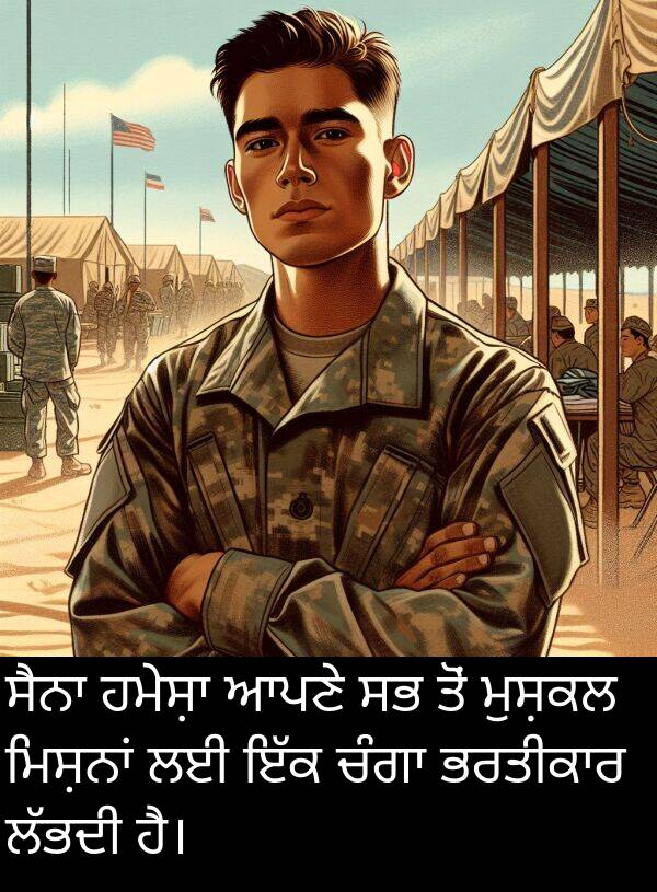 ਮੁਸ਼ਕਲ: ਸੈਨਾ ਹਮੇਸ਼ਾ ਆਪਣੇ ਸਭ ਤੋਂ ਮੁਸ਼ਕਲ ਮਿਸ਼ਨਾਂ ਲਈ ਇੱਕ ਚੰਗਾ ਭਰਤੀਕਾਰ ਲੱਭਦੀ ਹੈ।