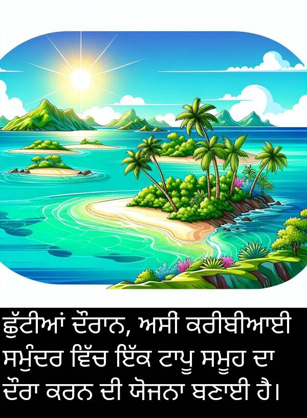 ਕਰੀਬੀਆਈ: ਛੁੱਟੀਆਂ ਦੌਰਾਨ, ਅਸੀਂ ਕਰੀਬੀਆਈ ਸਮੁੰਦਰ ਵਿੱਚ ਇੱਕ ਟਾਪੂ ਸਮੂਹ ਦਾ ਦੌਰਾ ਕਰਨ ਦੀ ਯੋਜਨਾ ਬਣਾਈ ਹੈ।