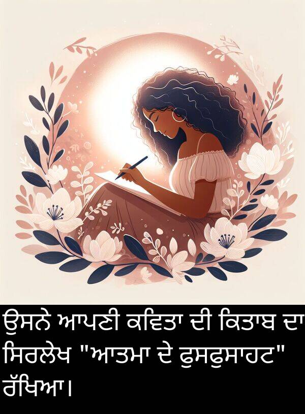 ਸਿਰਲੇਖ: ਉਸਨੇ ਆਪਣੀ ਕਵਿਤਾ ਦੀ ਕਿਤਾਬ ਦਾ ਸਿਰਲੇਖ "ਆਤਮਾ ਦੇ ਫੁਸਫੁਸਾਹਟ" ਰੱਖਿਆ।