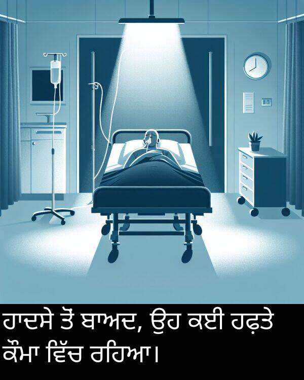 ਰਹਿਆ।: ਹਾਦਸੇ ਤੋਂ ਬਾਅਦ, ਉਹ ਕਈ ਹਫ਼ਤੇ ਕੌਮਾ ਵਿੱਚ ਰਹਿਆ।