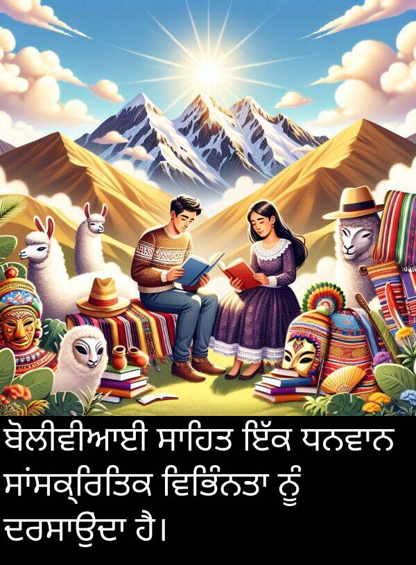 ਬੋਲੀਵੀਆਈ: ਬੋਲੀਵੀਆਈ ਸਾਹਿਤ ਇੱਕ ਧਨਵਾਨ ਸਾਂਸਕ੍ਰਿਤਿਕ ਵਿਭਿੰਨਤਾ ਨੂੰ ਦਰਸਾਉਂਦਾ ਹੈ।