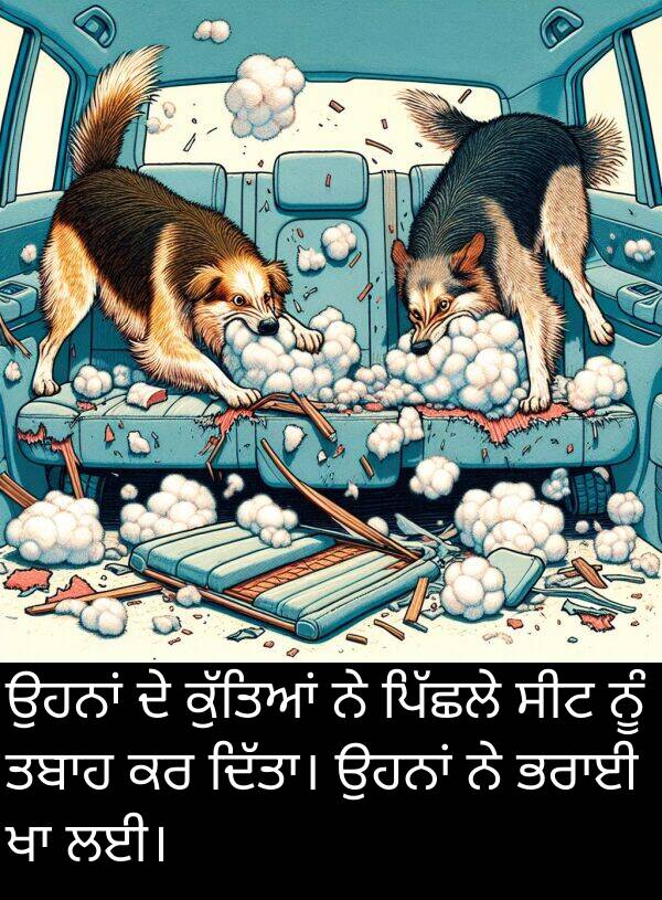 ਸੀਟ: ਉਹਨਾਂ ਦੇ ਕੁੱਤਿਆਂ ਨੇ ਪਿੱਛਲੇ ਸੀਟ ਨੂੰ ਤਬਾਹ ਕਰ ਦਿੱਤਾ। ਉਹਨਾਂ ਨੇ ਭਰਾਈ ਖਾ ਲਈ।