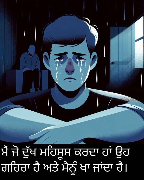 ਮਹਿਸੂਸ: ਮੈਂ ਜੋ ਦੁੱਖ ਮਹਿਸੂਸ ਕਰਦਾ ਹਾਂ ਉਹ ਗਹਿਰਾ ਹੈ ਅਤੇ ਮੈਨੂੰ ਖਾ ਜਾਂਦਾ ਹੈ।