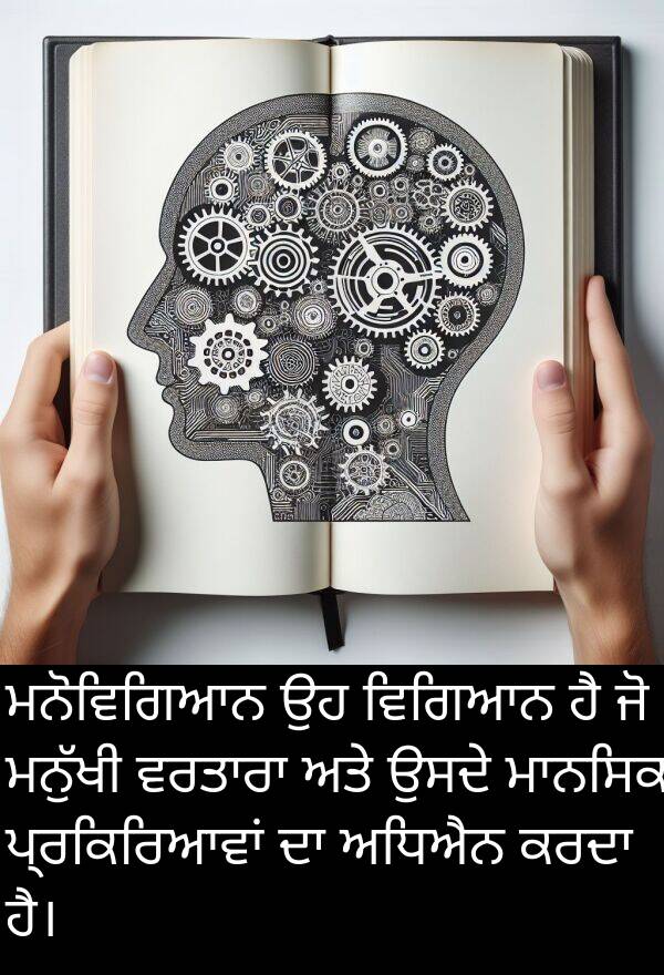 ਵਿਗਿਆਨ: ਮਨੋਵਿਗਿਆਨ ਉਹ ਵਿਗਿਆਨ ਹੈ ਜੋ ਮਨੁੱਖੀ ਵਰਤਾਰਾ ਅਤੇ ਉਸਦੇ ਮਾਨਸਿਕ ਪ੍ਰਕਿਰਿਆਵਾਂ ਦਾ ਅਧਿਐਨ ਕਰਦਾ ਹੈ।
