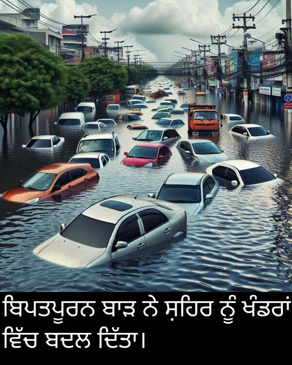 ਬਿਪਤਪੂਰਨ: ਬਿਪਤਪੂਰਨ ਬਾੜ ਨੇ ਸ਼ਹਿਰ ਨੂੰ ਖੰਡਰਾਂ ਵਿੱਚ ਬਦਲ ਦਿੱਤਾ।