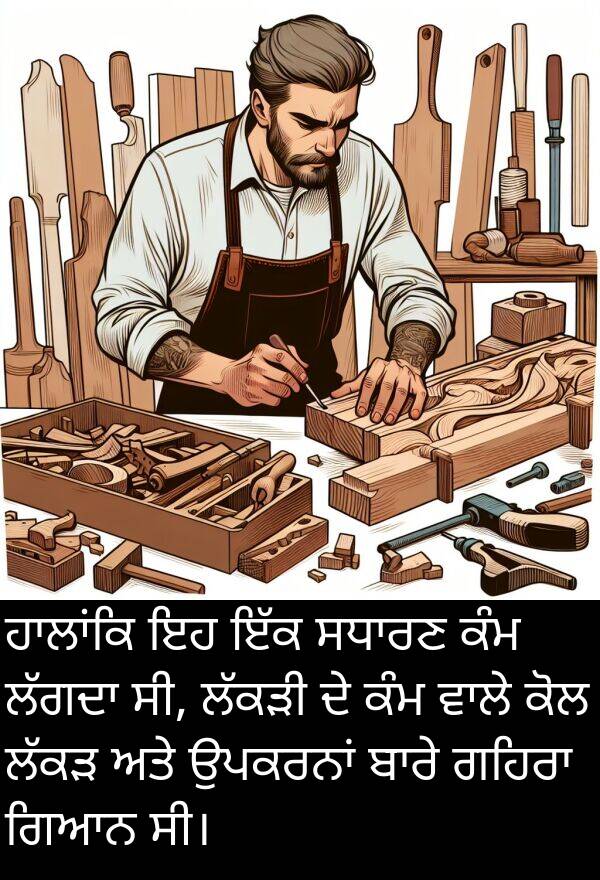 ਗਿਆਨ: ਹਾਲਾਂਕਿ ਇਹ ਇੱਕ ਸਧਾਰਣ ਕੰਮ ਲੱਗਦਾ ਸੀ, ਲੱਕੜੀ ਦੇ ਕੰਮ ਵਾਲੇ ਕੋਲ ਲੱਕੜ ਅਤੇ ਉਪਕਰਨਾਂ ਬਾਰੇ ਗਹਿਰਾ ਗਿਆਨ ਸੀ।