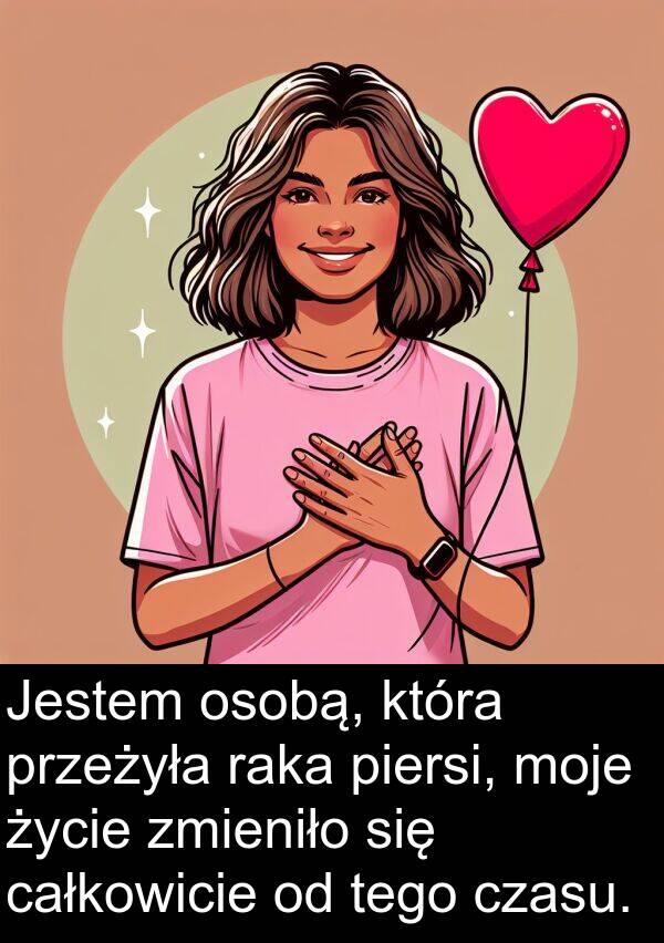 piersi: Jestem osobą, która przeżyła raka piersi, moje życie zmieniło się całkowicie od tego czasu.