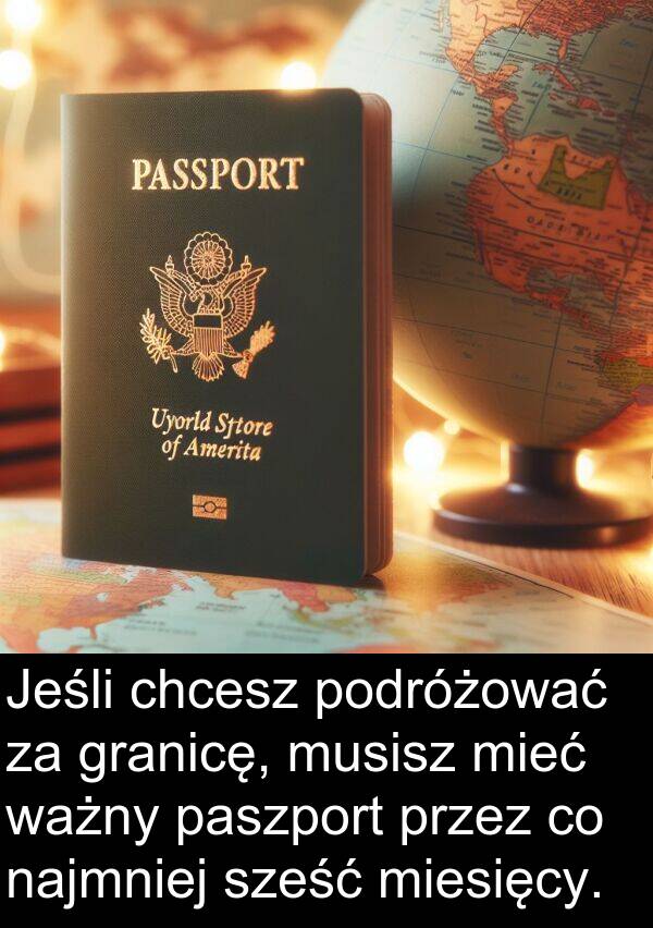 ważny: Jeśli chcesz podróżować za granicę, musisz mieć ważny paszport przez co najmniej sześć miesięcy.