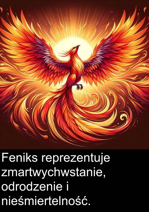 zmartwychwstanie: Feniks reprezentuje zmartwychwstanie, odrodzenie i nieśmiertelność.