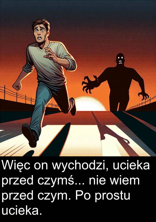 prostu: Więc on wychodzi, ucieka przed czymś... nie wiem przed czym. Po prostu ucieka.