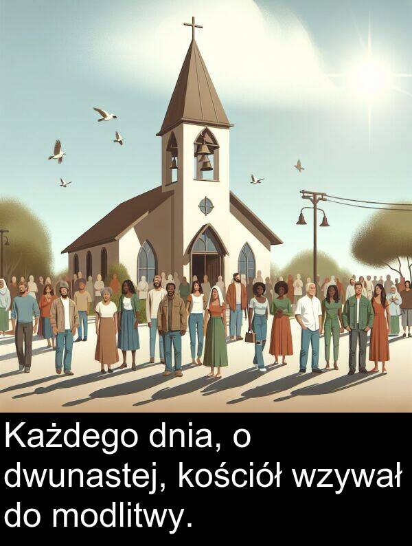 wzywał: Każdego dnia, o dwunastej, kościół wzywał do modlitwy.