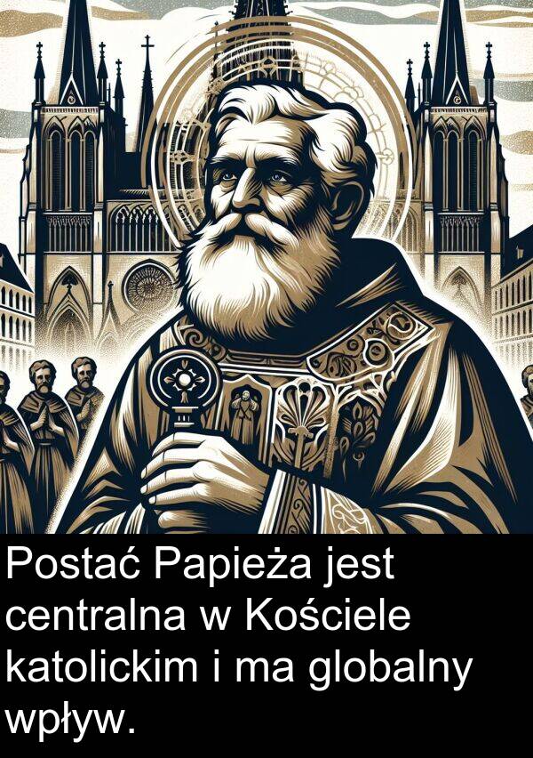 centralna: Postać Papieża jest centralna w Kościele katolickim i ma globalny wpływ.