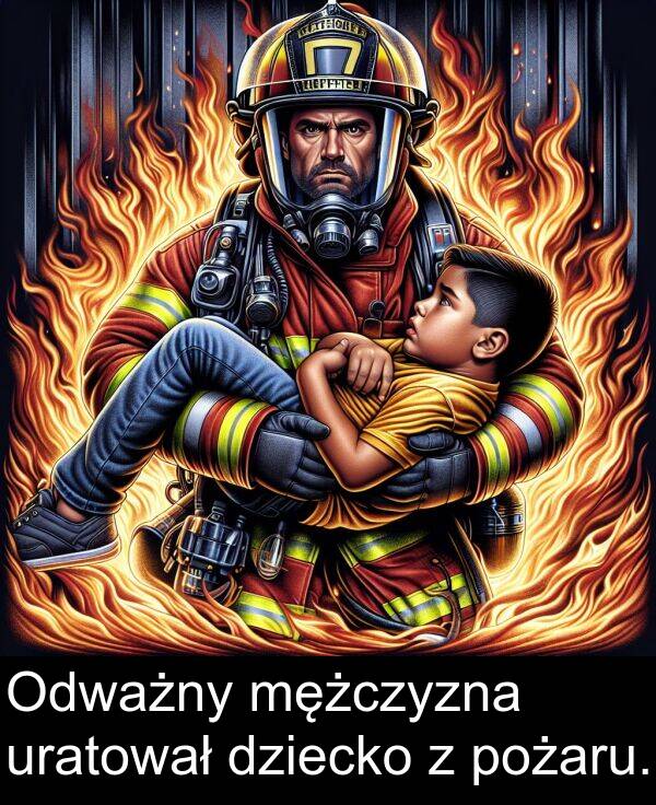 pożaru: Odważny mężczyzna uratował dziecko z pożaru.