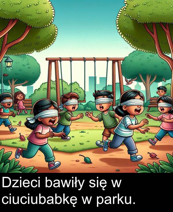 ciuciubabkę: Dzieci bawiły się w ciuciubabkę w parku.