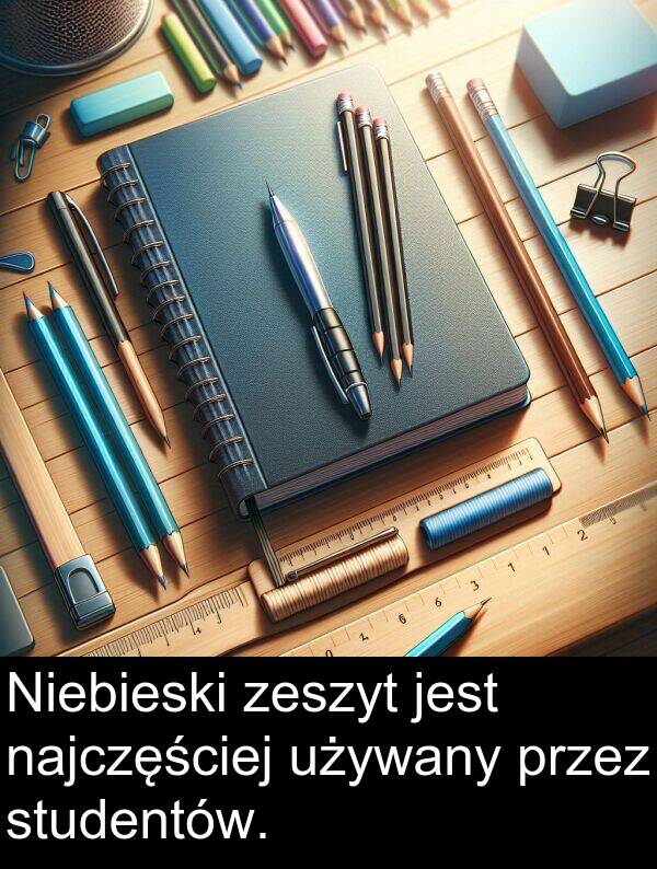 zeszyt: Niebieski zeszyt jest najczęściej używany przez studentów.