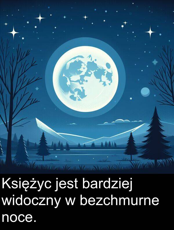 widoczny: Księżyc jest bardziej widoczny w bezchmurne noce.