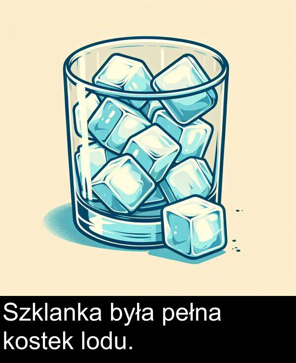 była: Szklanka była pełna kostek lodu.