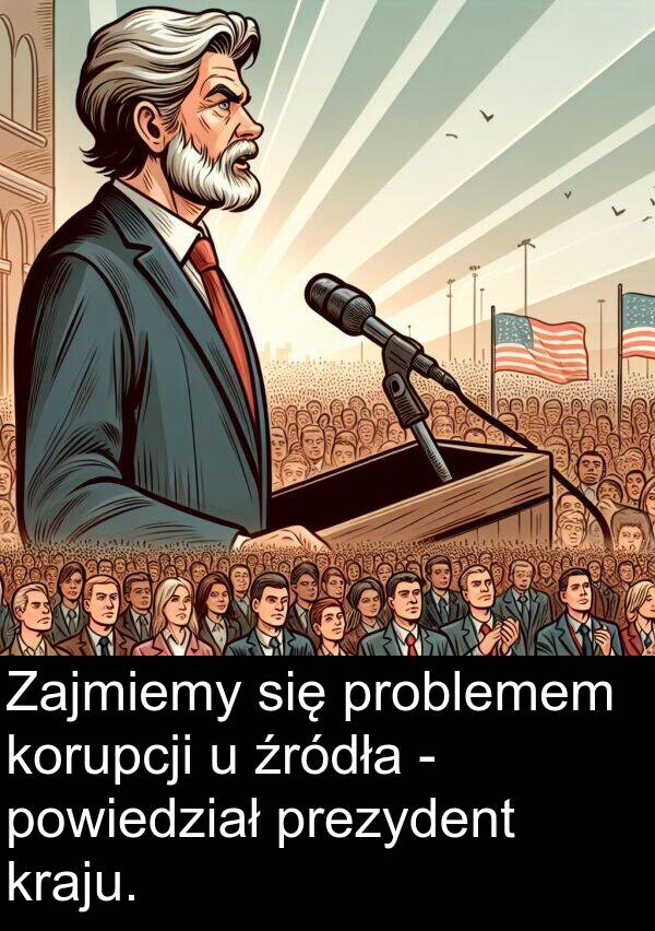 problemem: Zajmiemy się problemem korupcji u źródła - powiedział prezydent kraju.
