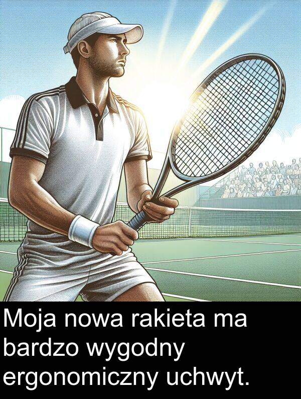 wygodny: Moja nowa rakieta ma bardzo wygodny ergonomiczny uchwyt.