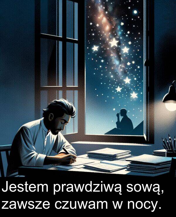 prawdziwą: Jestem prawdziwą sową, zawsze czuwam w nocy.