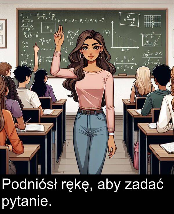 pytanie: Podniósł rękę, aby zadać pytanie.