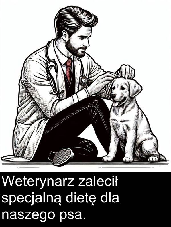 psa: Weterynarz zalecił specjalną dietę dla naszego psa.