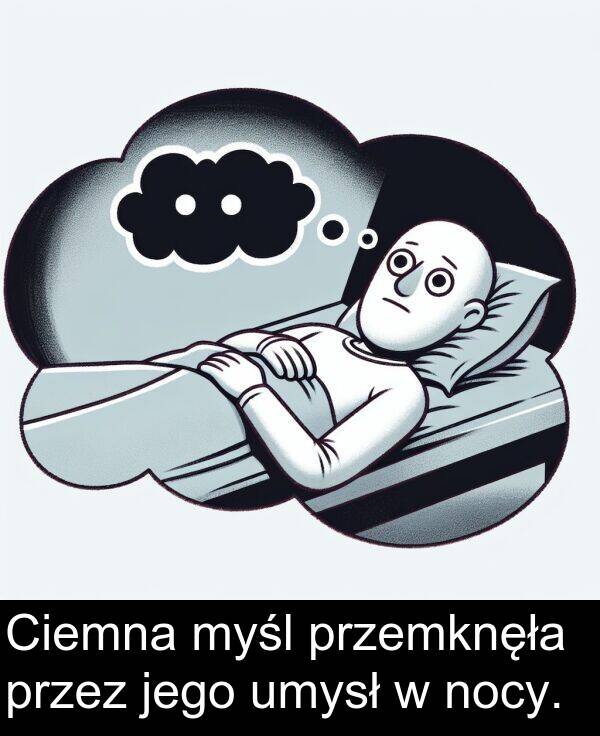 jego: Ciemna myśl przemknęła przez jego umysł w nocy.