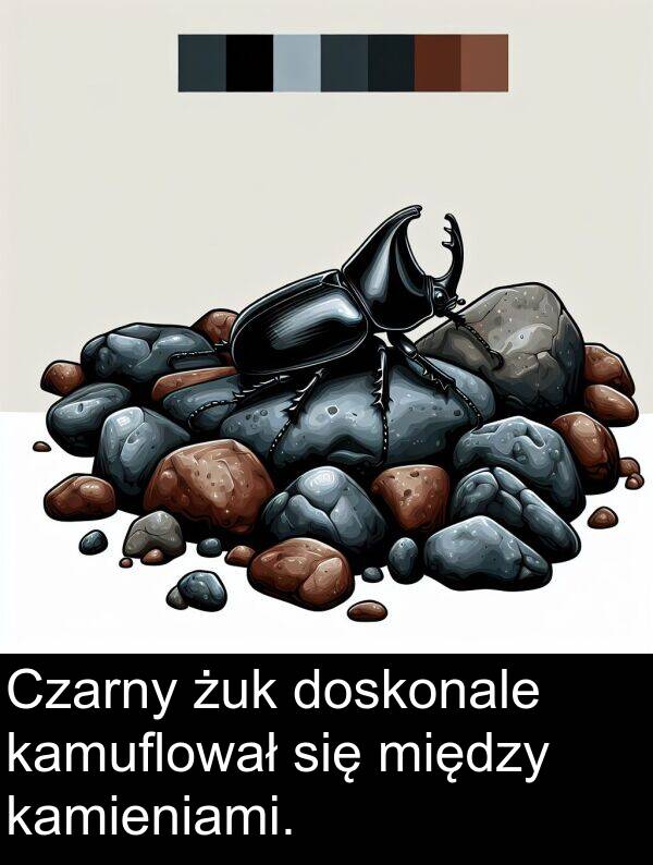 żuk: Czarny żuk doskonale kamuflował się między kamieniami.