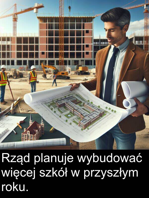 przyszłym: Rząd planuje wybudować więcej szkół w przyszłym roku.