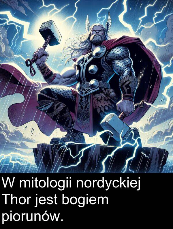 piorunów: W mitologii nordyckiej Thor jest bogiem piorunów.