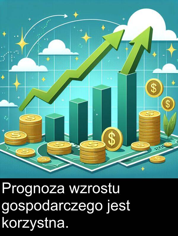 korzystna: Prognoza wzrostu gospodarczego jest korzystna.