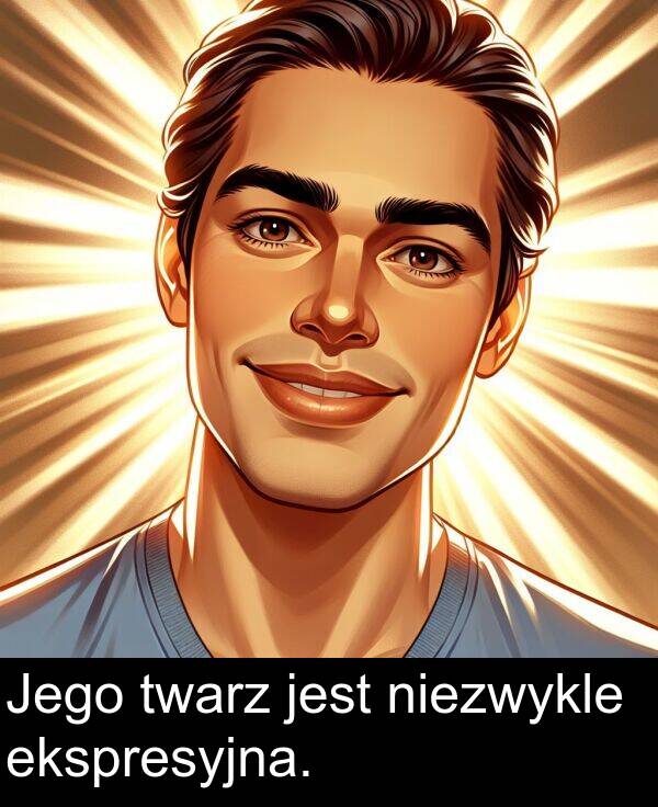 twarz: Jego twarz jest niezwykle ekspresyjna.