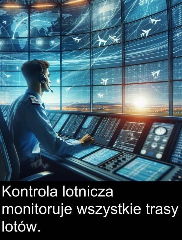 lotów: Kontrola lotnicza monitoruje wszystkie trasy lotów.