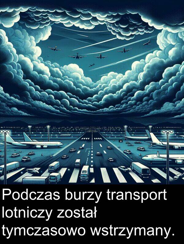 został: Podczas burzy transport lotniczy został tymczasowo wstrzymany.