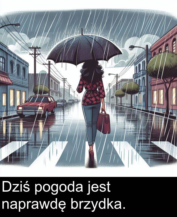 brzydka: Dziś pogoda jest naprawdę brzydka.