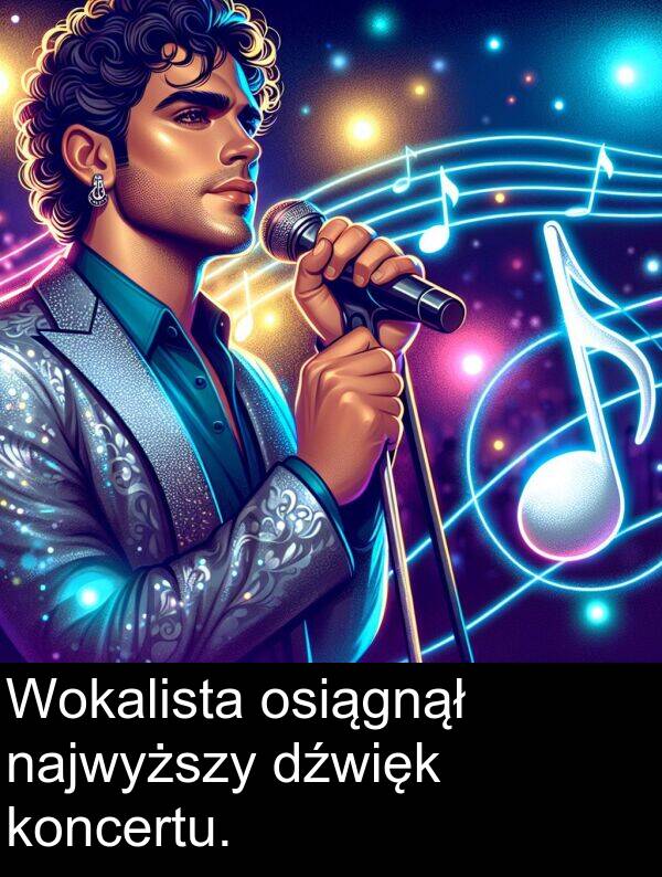 koncertu: Wokalista osiągnął najwyższy dźwięk koncertu.