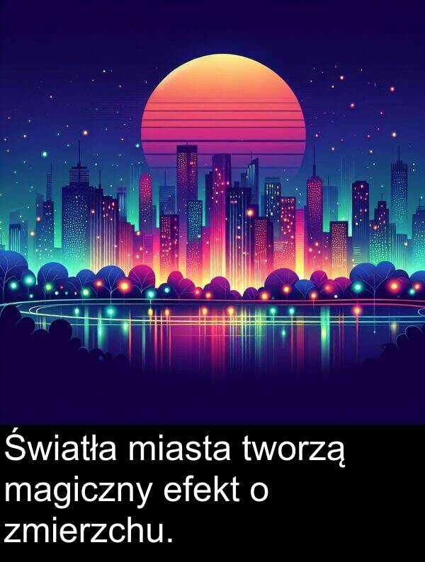 zmierzchu: Światła miasta tworzą magiczny efekt o zmierzchu.